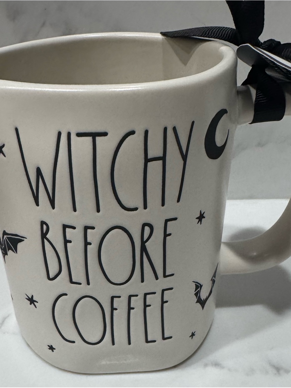 Rae Dunn Halloween Coffee Mug “Witchy Before Coffee” Moon Stars Bats NWT - Picture 5 of 5